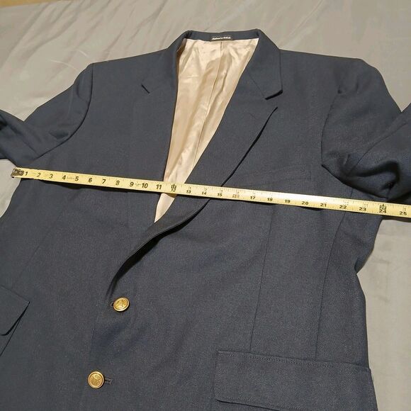 Mens 48R Navy Gold 2 Button Blazer Sport Coat Johnny Bench MVP USA Preppy Formal - Picture 11 of 15